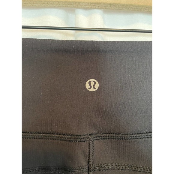Lululemon Women's Black Crop Mesh Panel Leggings Side Pockets 21 Inch Inseam S/M - Picture 6 of 6
